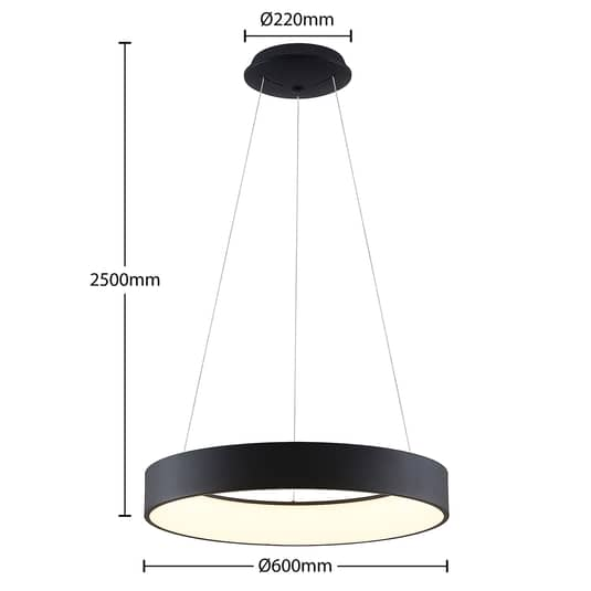 Arcchio Aleksi LED-Hängeleuchte Hängeleuchte Lampe Leuchte  Ø 60 cm 27 W schwarz