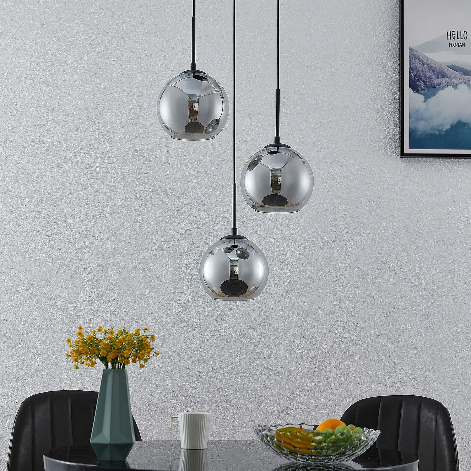 Suspension Lindby Jurian de qualité B, lampe suspendue, plafonnier, éclairage, 3 ampoules, E27, Noir 942 