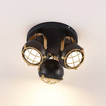 Lindby Dawid LED-Deckenrondell Deckenleuchte Deckenlampe Leuchte Golddekor 3-fl.