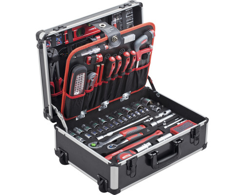 Meister Werkzeugtrolley 156 Teilig Werkzeug Set Werkzeugkoffer Teleskophandgriff B-Ware