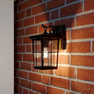 B-Ware Lindby Charmaine Außen Wandleuchte Laterne, Goldbraun Lampe Leuchte Wandleuchte E