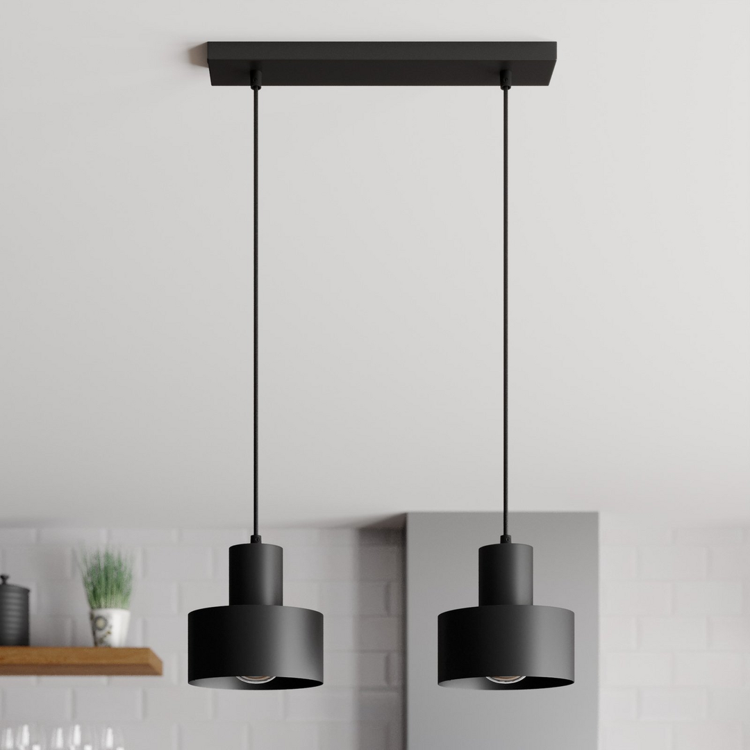 Euluna Hängeleuchte Hängelanpe Lampe Leuchte linear zweiflammig schwarz Stahl