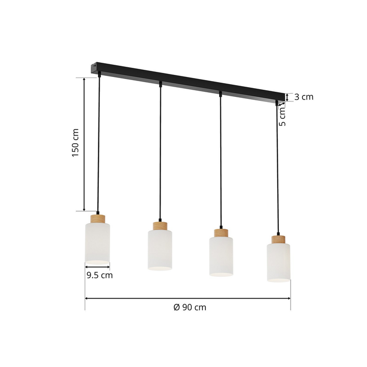 Envostar Talia Hängeleuchte Pendelleuchte Deckenlampe Lampe 4 Flammig Eiche Weiß B-Ware - 4251911723823