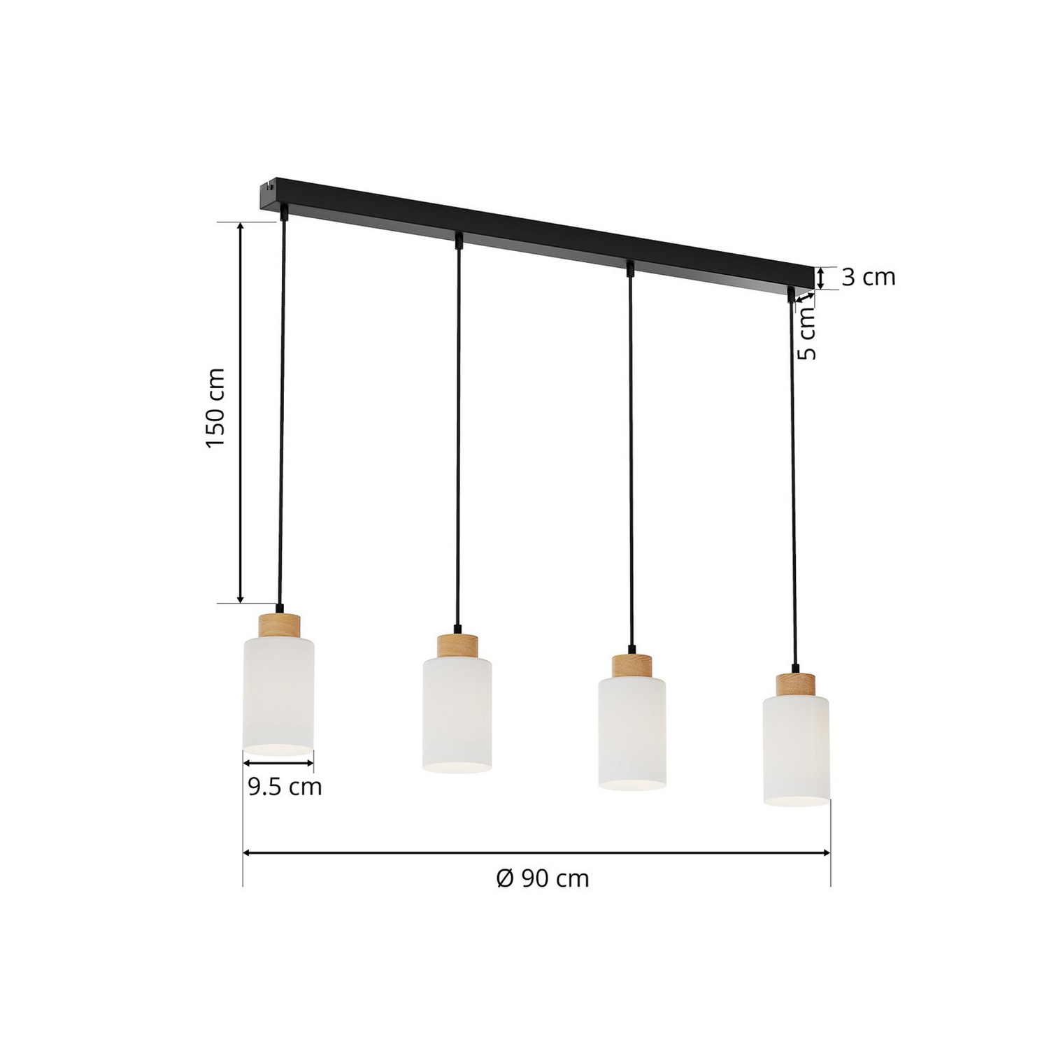 B-Ware Envostar Talia Hängeleuchte Pendelleuchte Deckenlampe Lampe 4 Flammig Eiche Weiß