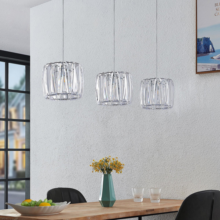 Lindby Sofia Balkenleuchte Pendelleuchte Deckenlampe Dreiflammig Klar Chrom447 B-Ware