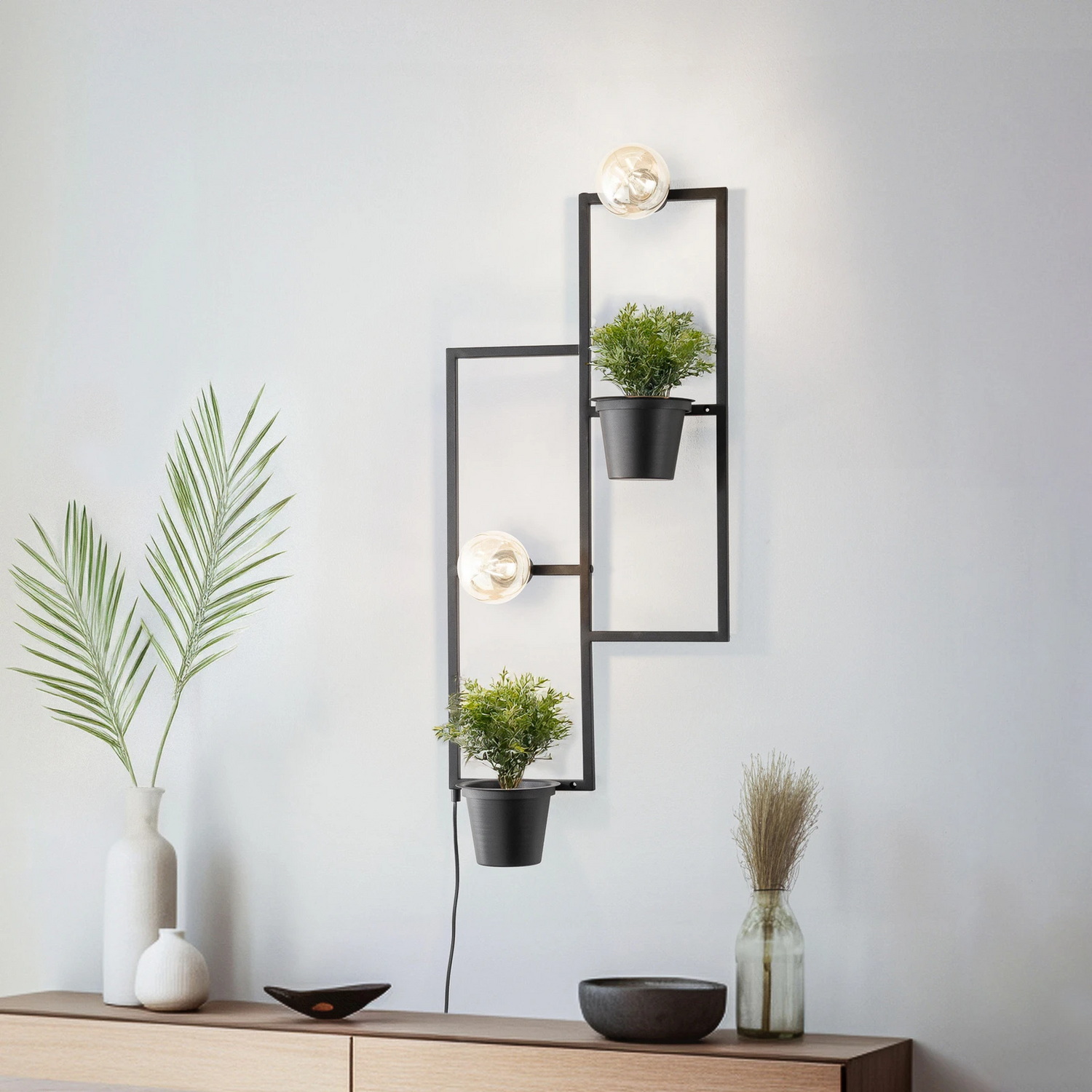 Applique murale Envostar Hyacinth, lampe murale avec 2 pots de fleurs, qualité B
