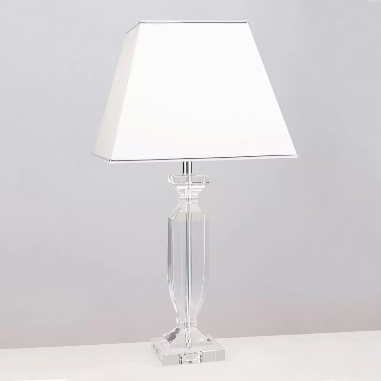 Tischleuchte Pokal Mit Kristall Chrom/Weiß Tischlampe Leselampe Lampe Leuchte B-Ware