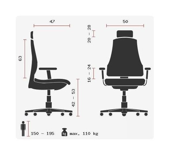 TOPSTAR Bürostuhl HEAD POINT RS ergonomisch grau mit Armlehnen und Rollen 110kg - 4014296274041