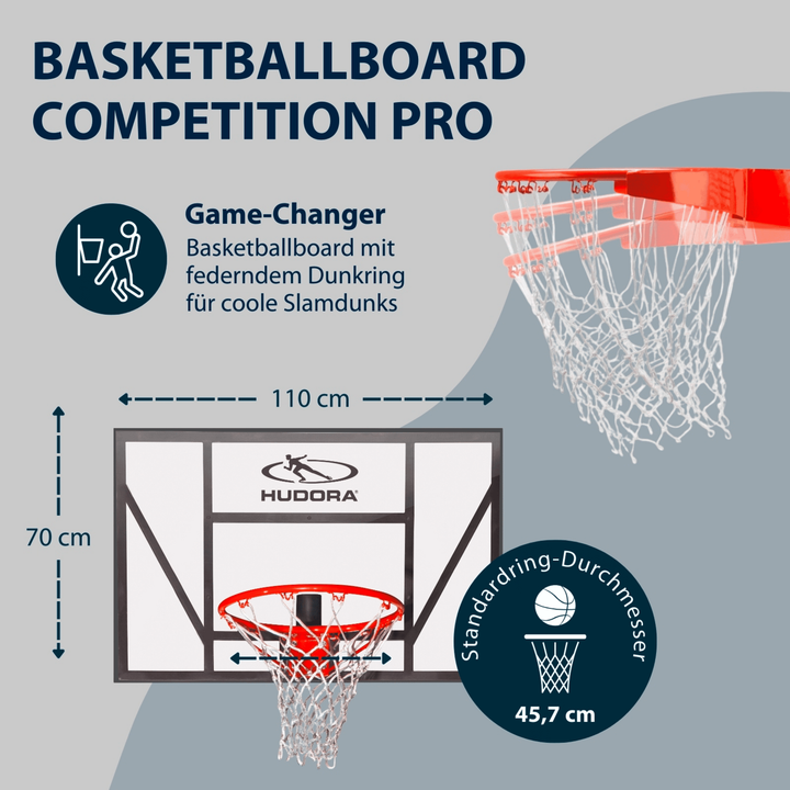 HUDORA Competition Pro Basketball Board Basketballnetz Netz Ballnetz