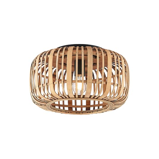 Plafonnier Lindby Canyana, rond, rotin, naturel, E27, 60W 