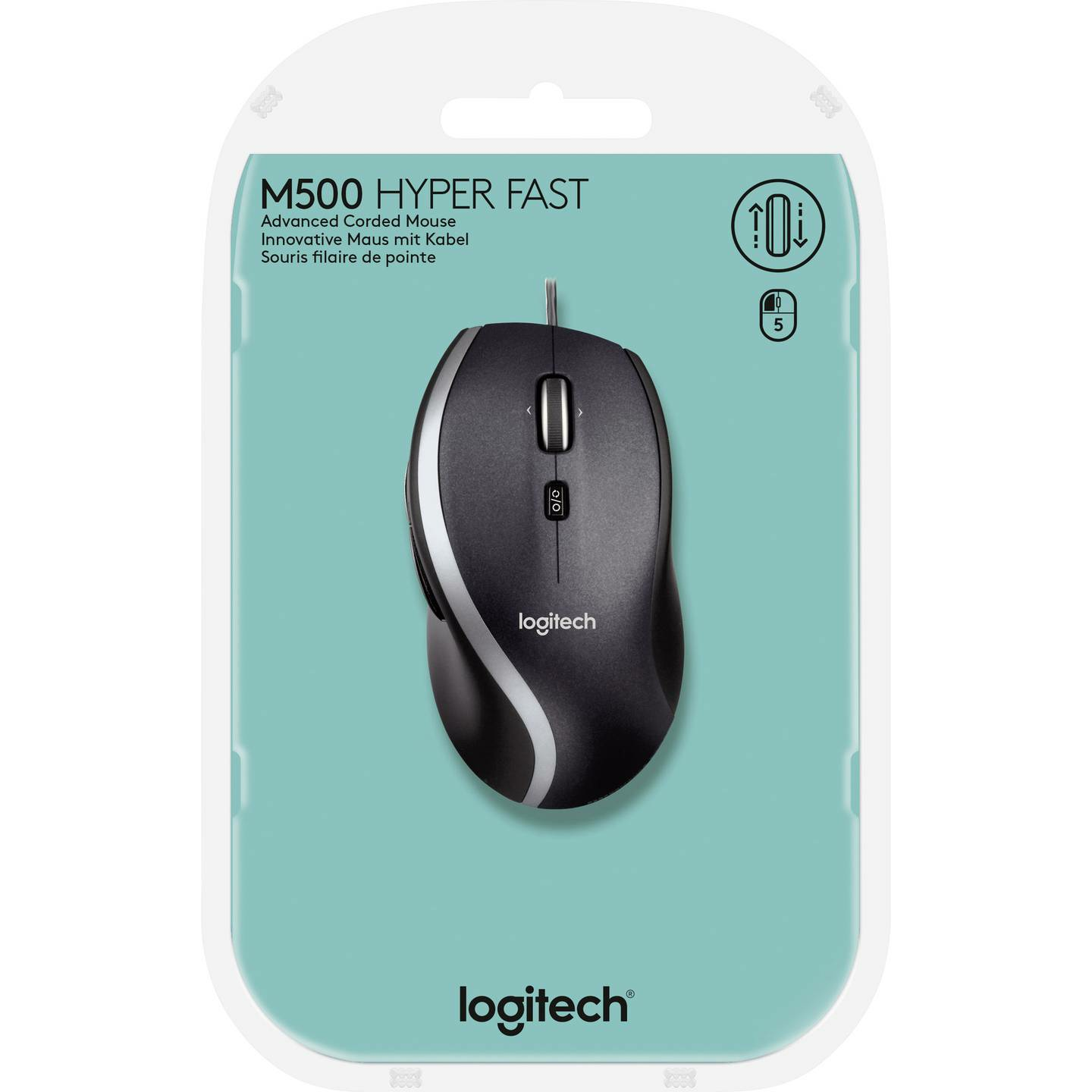 Souris filaire Logitech M500s, souris laser pour ordinateur, 7 boutons, 4000 dpi