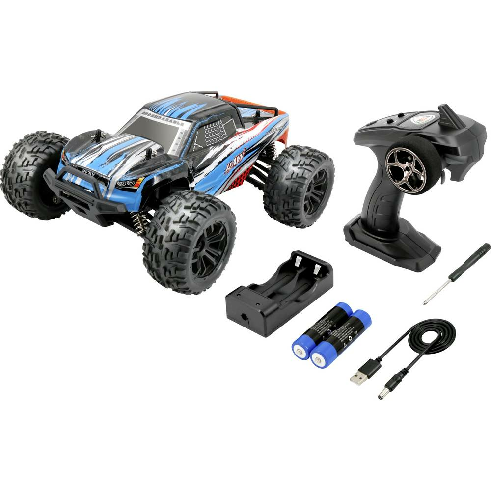 B-Ware Reely Raw Blau Brushed 1:14 Rc Modellauto Monstertruck Elektro Allradantrieb 4 W