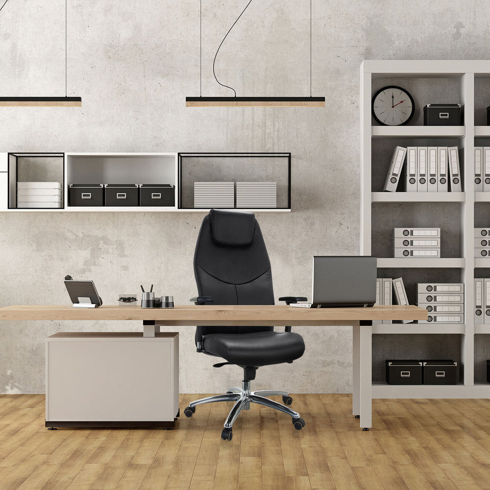 hjh OFFICE Chefsessel Bürostuhl Leder schwarz FERRARA Ergonomie Armlehne 220kg - 4064323002031