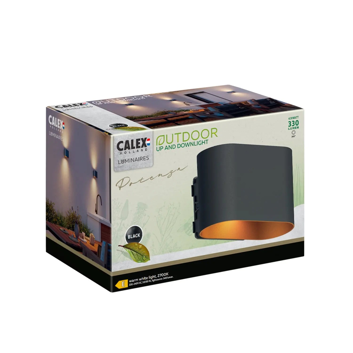B-Ware Außenleuchte Außenlampe Calex Wandlampe Up Down Led Schwarz Gold Aluminium