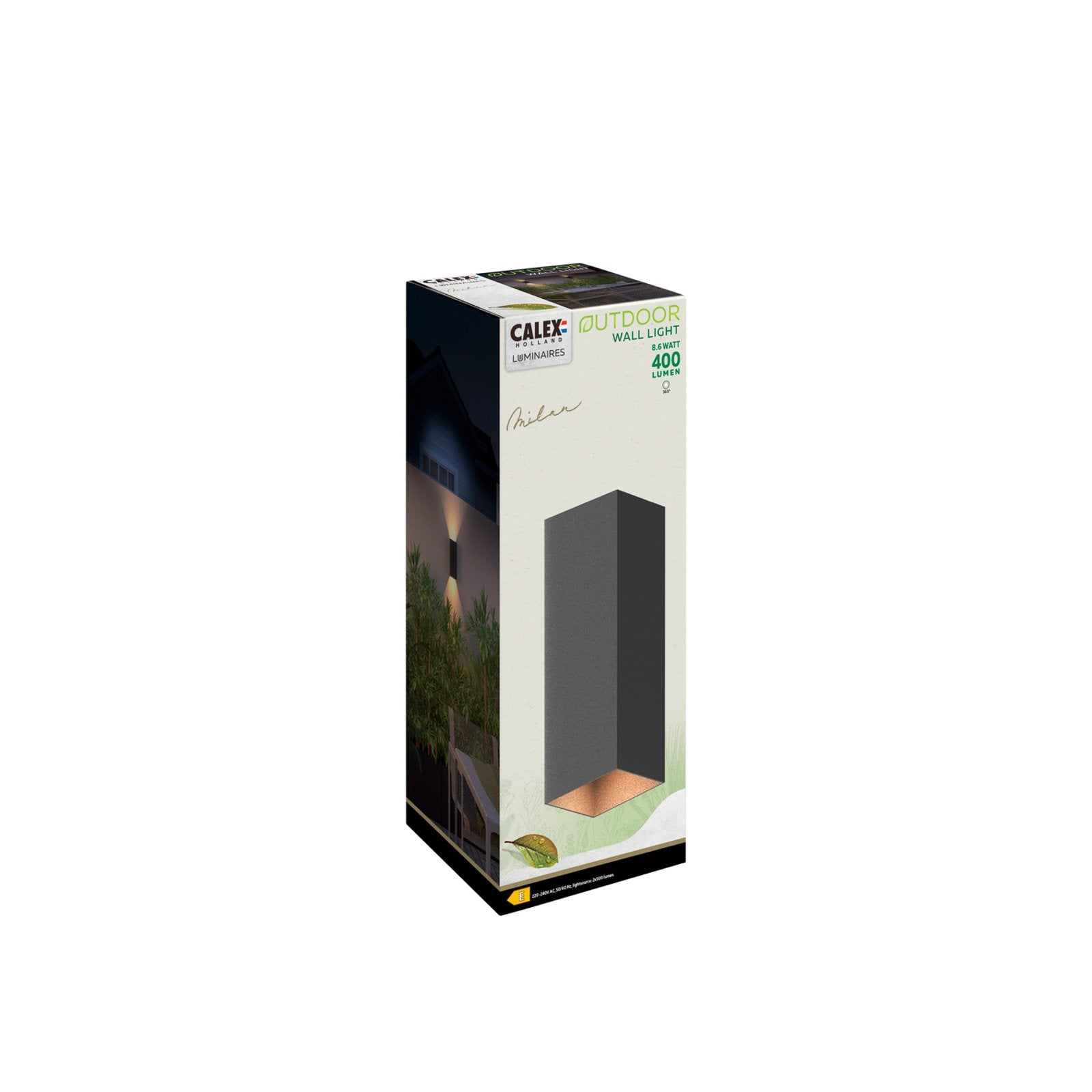 Calex LED Außenwandleuchte Außenlampe Wandlampe Rectangle schwarz Aluminium Glas - 8712879161790