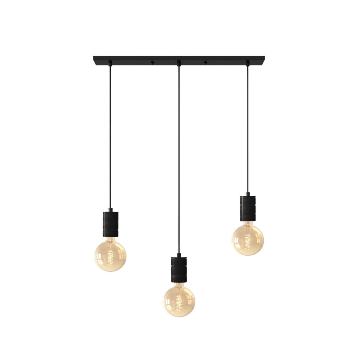 Calex Pendelleuchte Hängeleuchte Retro 3-flg dimmbar schwarz Metall 70x10cm - 8712879143802