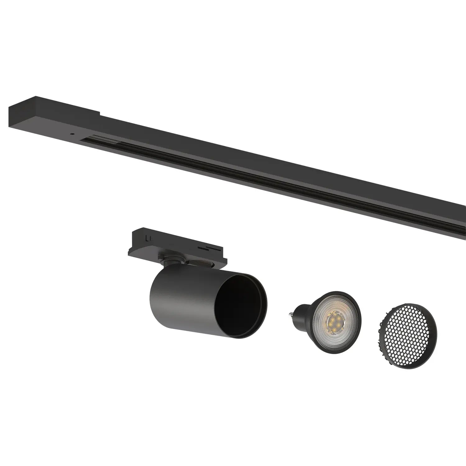 B-Ware Calex Schienenset Schienensystem Spotleuchte Schwarz Metall 6 Spots 3 M - 8712879165644