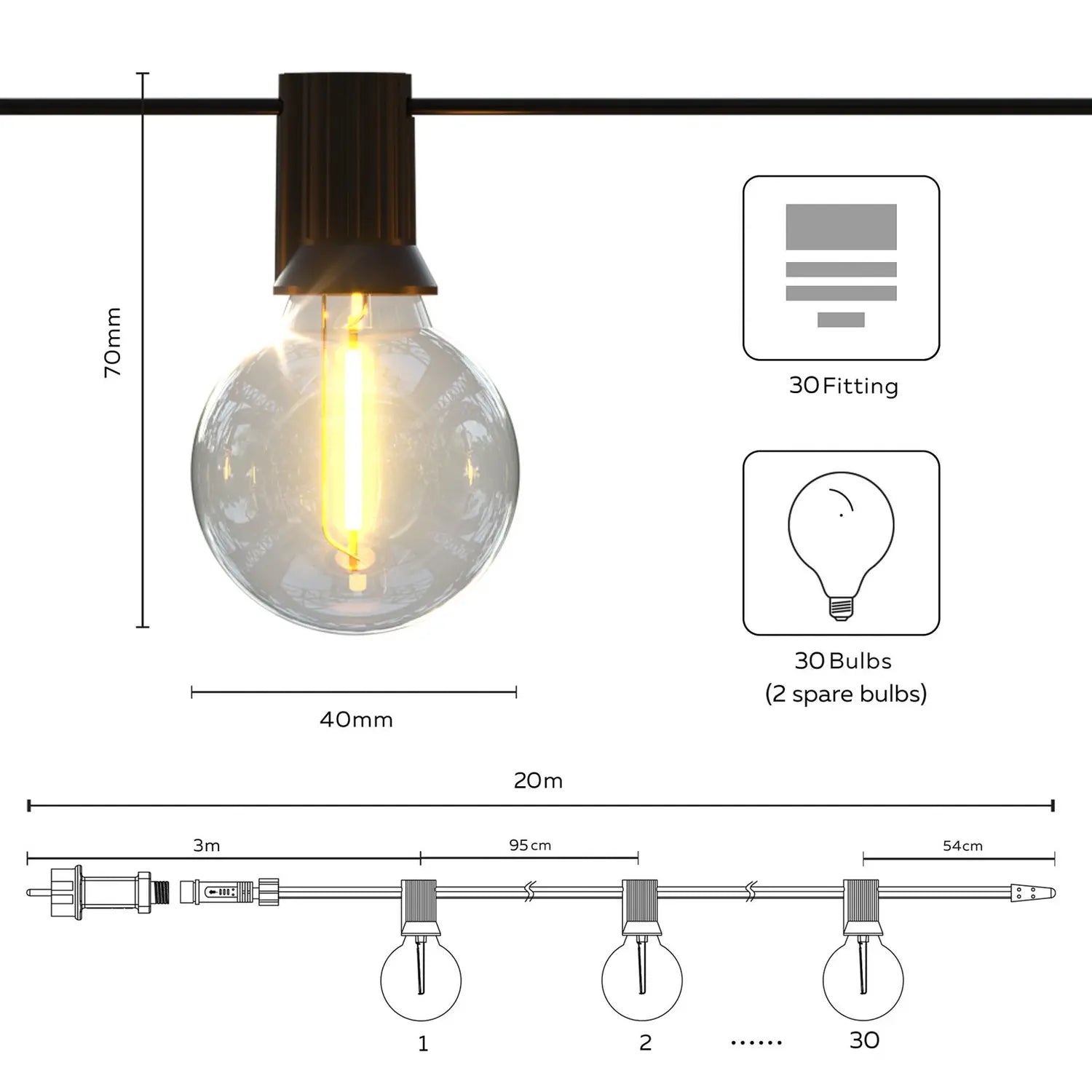 B-Ware Calex Solar Led Lichterkette Vista Solarlicht 20 Meter Ip44 Fernbedienung 30x Led - 8712879164982