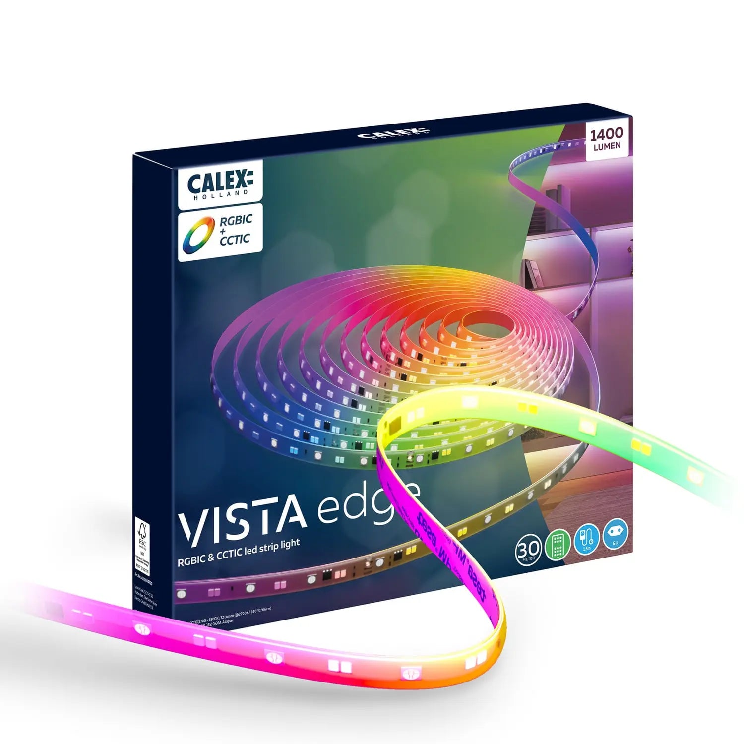 B-Ware Calex Led Band Lichtstreifen Rgb Weiß Fernbedienung Vista Kunststoff 30 M Cct - 8712879165064