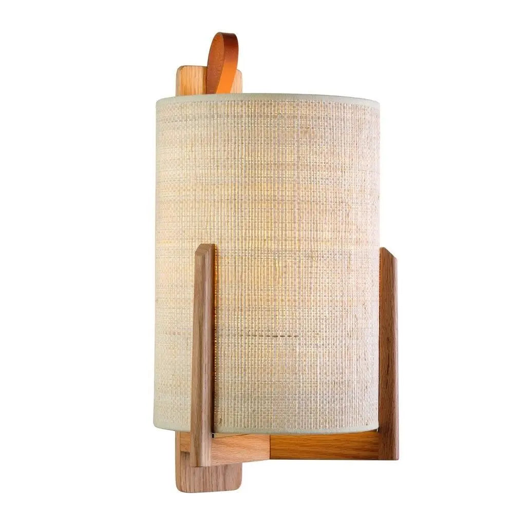 B-Ware Carpyen Wandleuchte Wandlampe Greta Eichenholz Naturfaser Textil Weiß E27 Led - 8435579825952