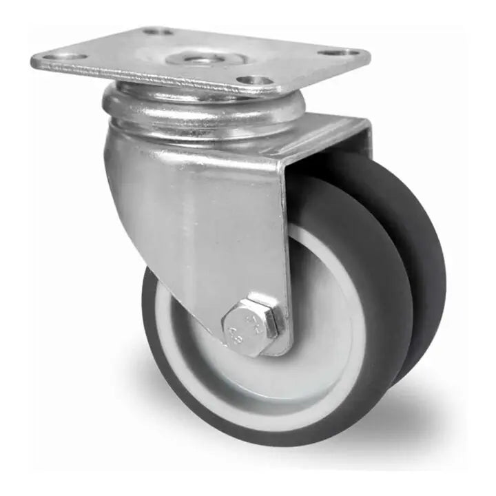 B-Ware Cascoo Doppel Lenkrolle P2 T2 Laufrolle Rolle 75mm Gleitlager Polypropylen Grau - 4260390221591
