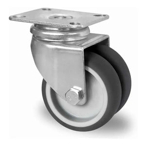 B-Ware Cascoo Doppel Lenkrolle P2 T2 Laufrolle Rolle 75mm Gleitlager Polypropylen Grau