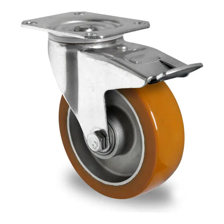 B-Ware Cascoo Lenkrolle Bockrolle Totalfeststeller Rad Aau5 Braun Doppelkugel 100 Mm - 4260390225810