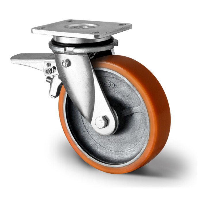 Cascoo Lenkrolle Rolle Schwerlastrolle Polyurethan Braun 125 Mm Siehe Text/Foto B-Ware - 4260565390343