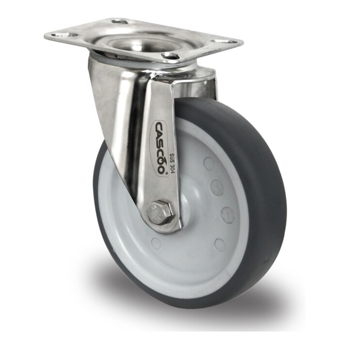 B-Ware Cascoo Lenkrolle Transportrolle ø 200 Mm Edelstahl Gleitlager Rad Grau - 4260565398110