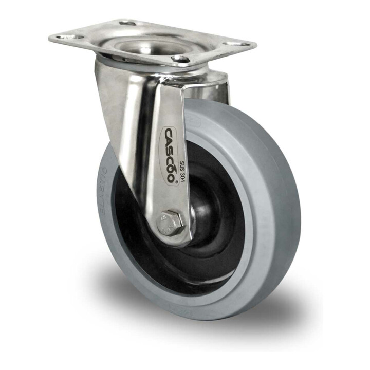 B-Ware Cascoo Lenkrolle Transportrolle Rad Edelstahl Polyamid Schwarz Elastik Grau - 4260565398530