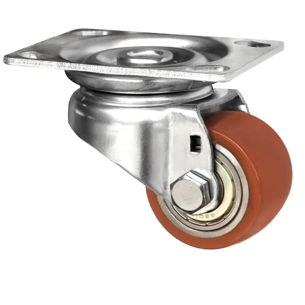 CASCOO Lenkrolle 50mm PU braun 150kg Möbelrolle Transportrolle Platte 16 STÜCK - 1