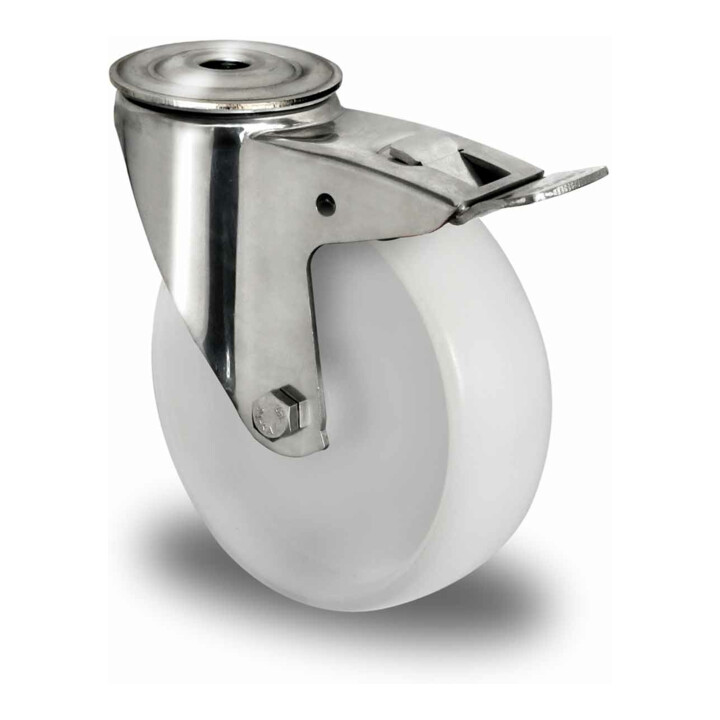 B-Ware Cascoo Rückenlochlenkrolle Lenkrolle Rolle Edelstahl 125 Mm Polyamid Weiß - 4260565390961