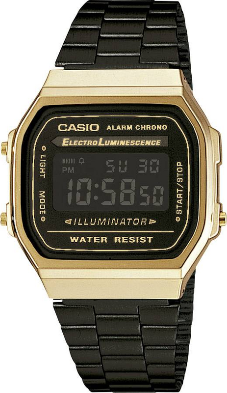B-Ware Casio Quarz Armbanduhr Digitaluhr A168 Wegb 1 Bef Resin Edelstahl Gold Schwarz - 4549526127144