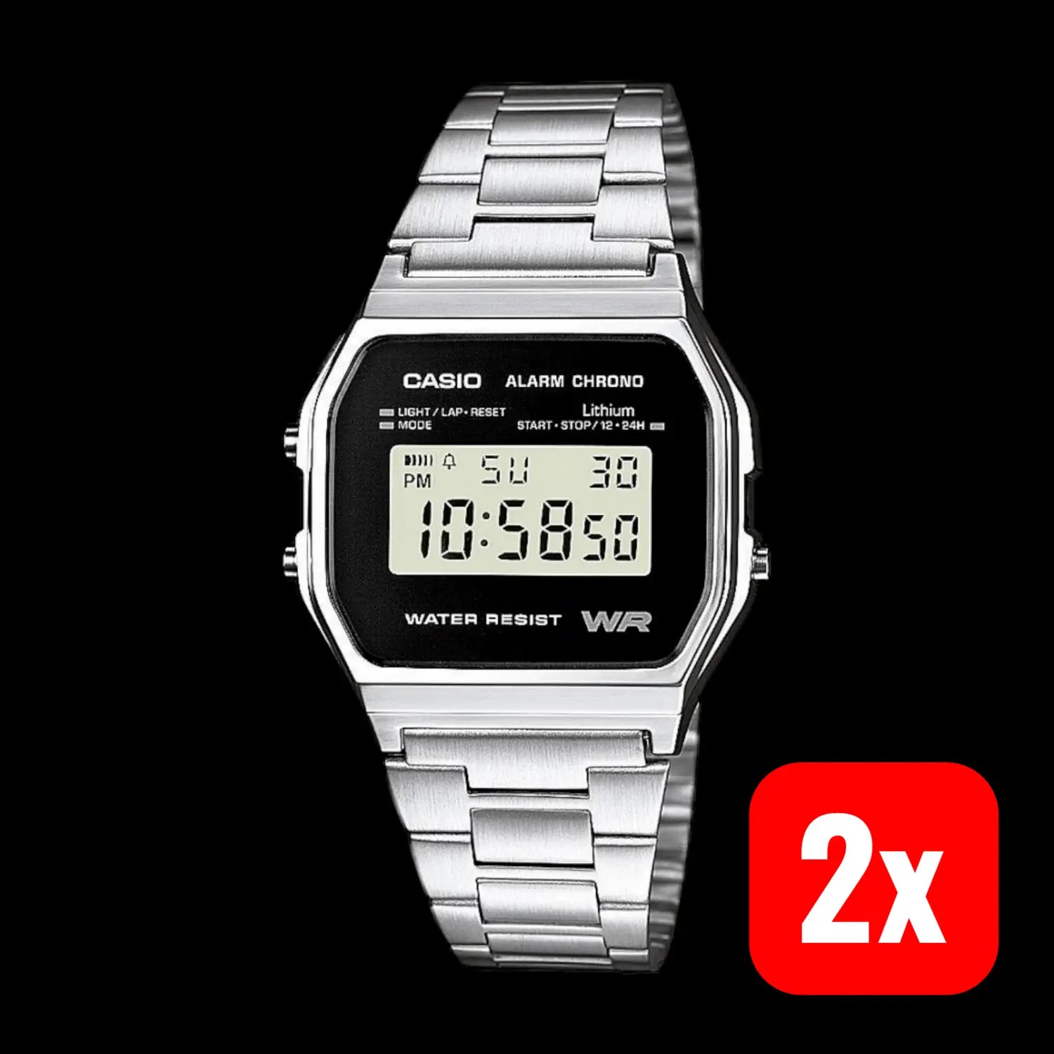 B-Ware Casio Herrenuhr Collection Retro A158 Wea 1 Ef Chronograph Uhr Armbanduhr 2 Stück - 4971850944386
