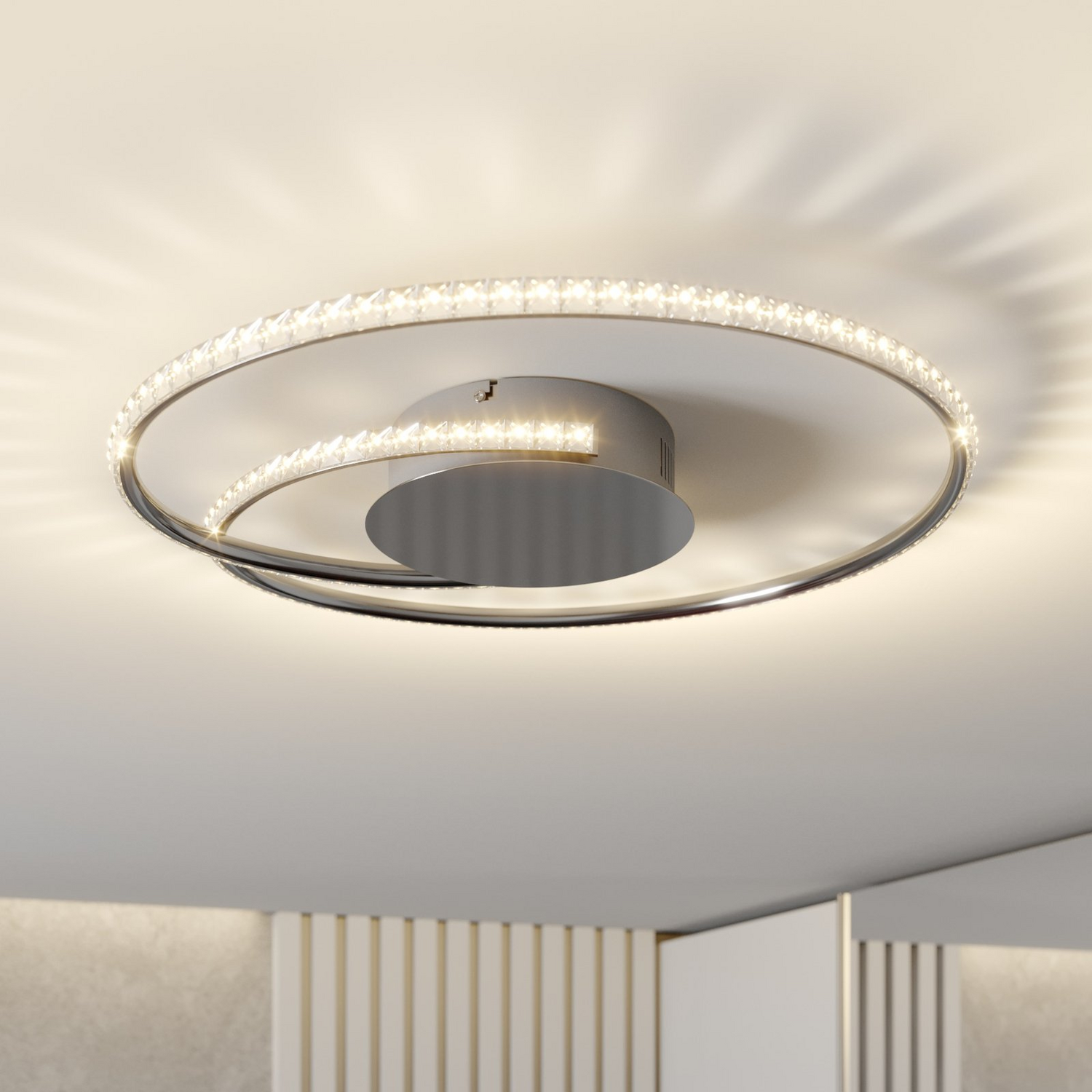 Plafonnier LED Lindby Joline, luminaire, cristal, 45 cm