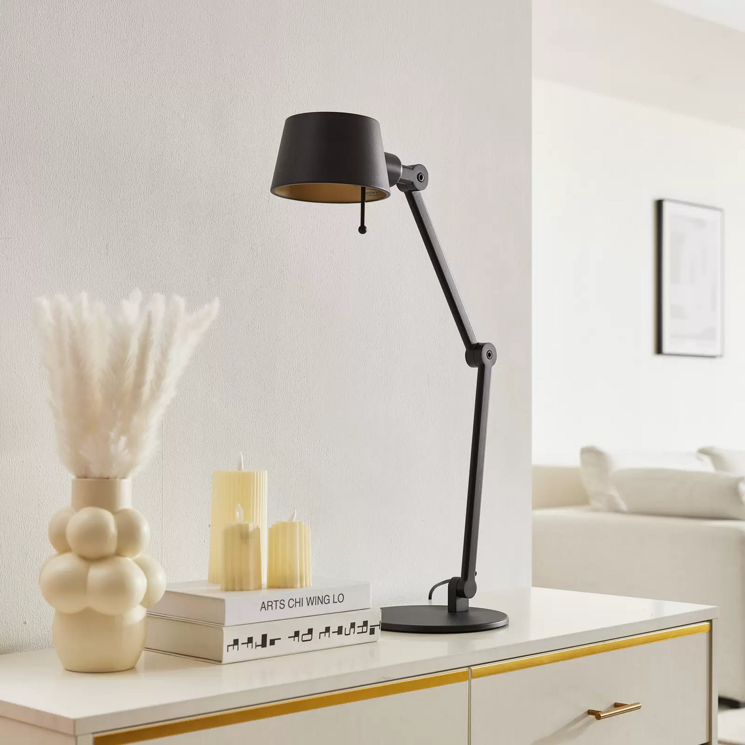 Lucande Silka Tischleuchte Verstellbar Schwarz Tischlampe Schreibtischlampe 795 B-Ware