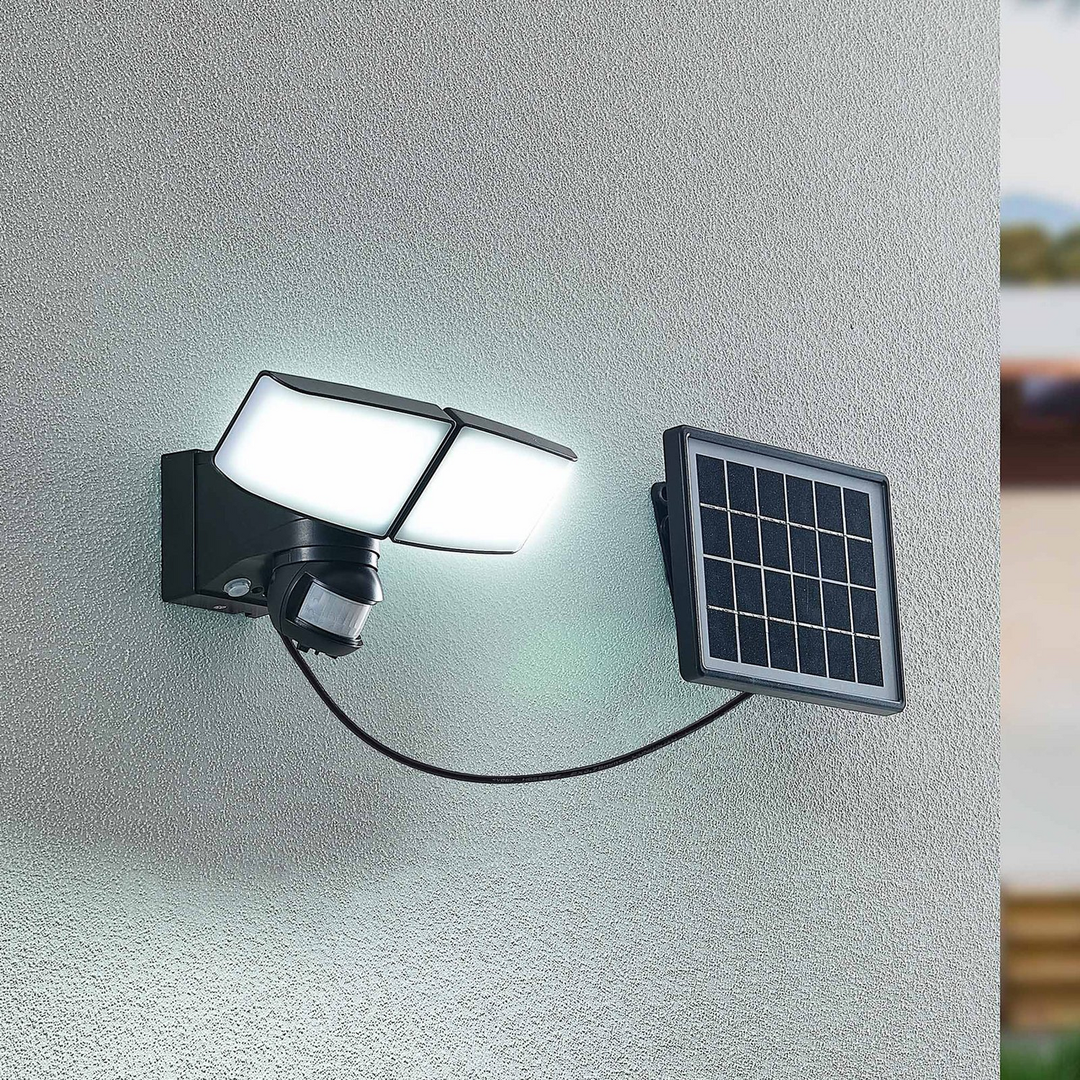 Prios Kalvito LED-Solar-Wandstrahler Wandleuchte Wandlampe Leuchte Sensor 2-fl.