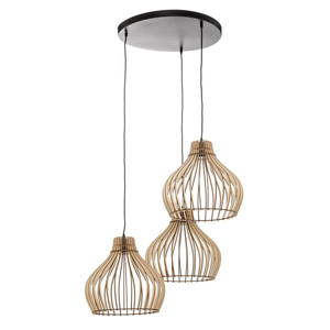 B-Ware Euluna Hängeleuchte Barrel Mit Holzschirmen Deckenlampe Deko Pendelleuchte E27