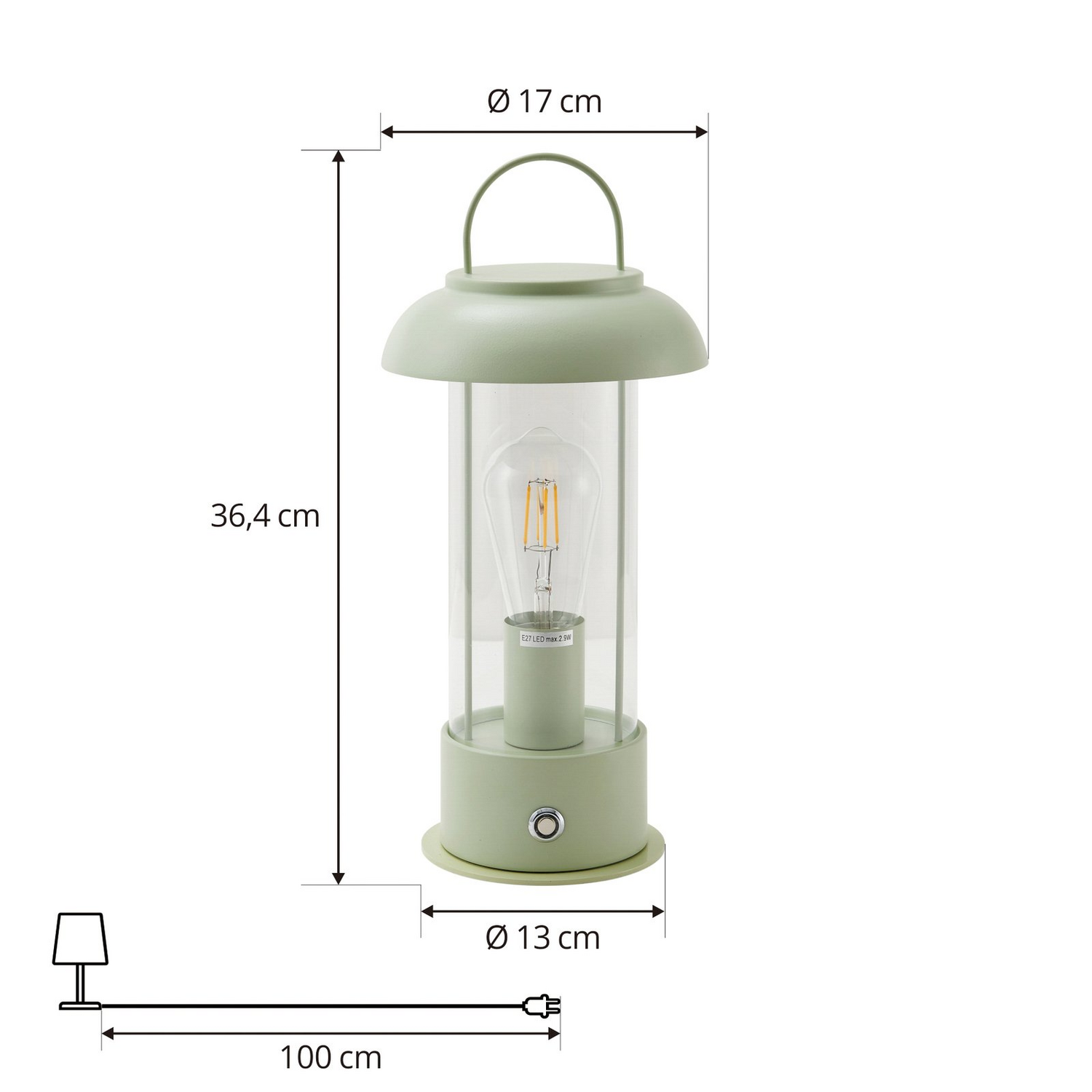 B-Ware Lindby Akkutischleuchte Yvette Grün Ip44 Touchdimmer Tischlampe Tischleuchte