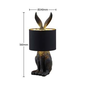 Lindby Lorentina Stoff-Tischlampe Hase Tischlampe Tischleuchte Leuchte schw360