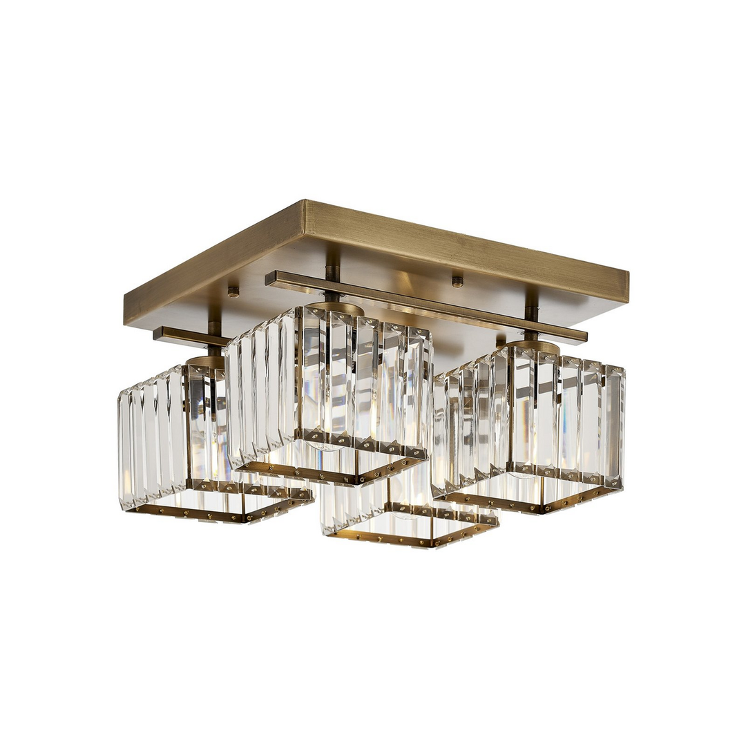 Deckenlampe Leuchte Antikgold Eisen Kristallglas Beleuchtung Quadrat Lampe Spot B-Ware