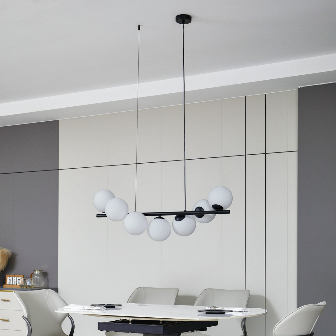 Lucande Hängeleuchte Isandro Hängelampe Leuchte Lampe Schwarz / Opal 7 Flammig B-Ware