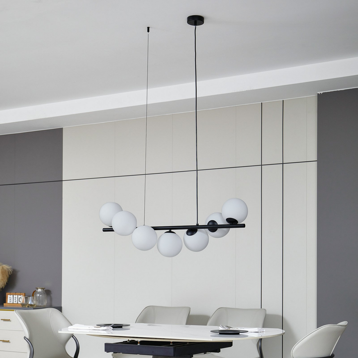 Lucande Hängeleuchte Isandro Hängelampe Leuchte Lampe Schwarz / Opal 7 Flammig B-Ware