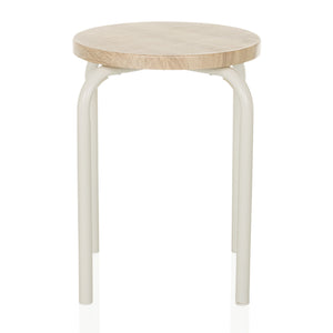 B-Ware hjh LIVING ALRANDA Metall MDF weiß eiche Stapelhocker Sitzhocker 3 STÜCK