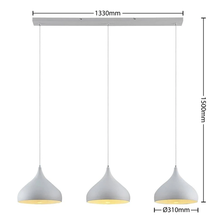 Lindby Elamira Pendelleuchte Deckenlampe Hängeleuchte Lampe 3 Fl E27 Weiß M196 B-Ware - 4251911726596