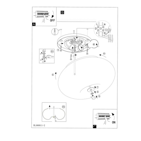 B-Ware Eglo Optica Retrofit Wandleuchte Deckenlampe Lampe Leuchte 2 Flg Glas Opal Weiß