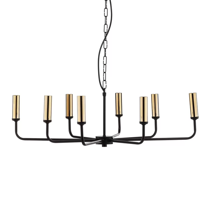 Ampli Kronleuchter Leuchte Schwarz Gold 8 Flammig Deckenleuchte Hängeleuchte E14 B-Ware