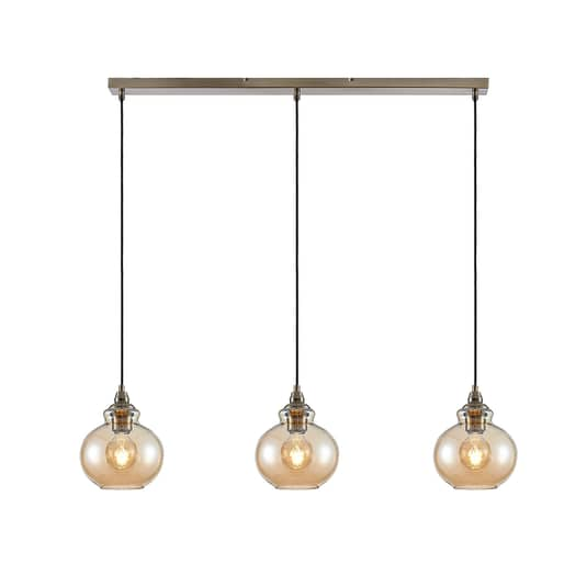 Lindby Tymoni Glas-Pendelleuchte Deckenlampe Deko-Hängeleuchte E27 amber 3-flg