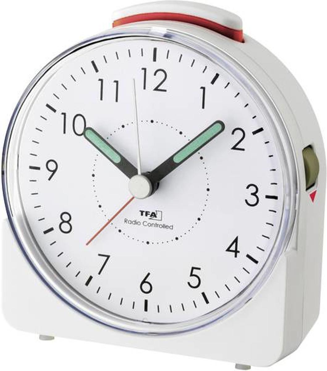 B-Ware Tfa Dostmann Funk Wecker Uhr Funkuhr 60.1508.02 Weiß Fluoreszierend Zeiger Deko