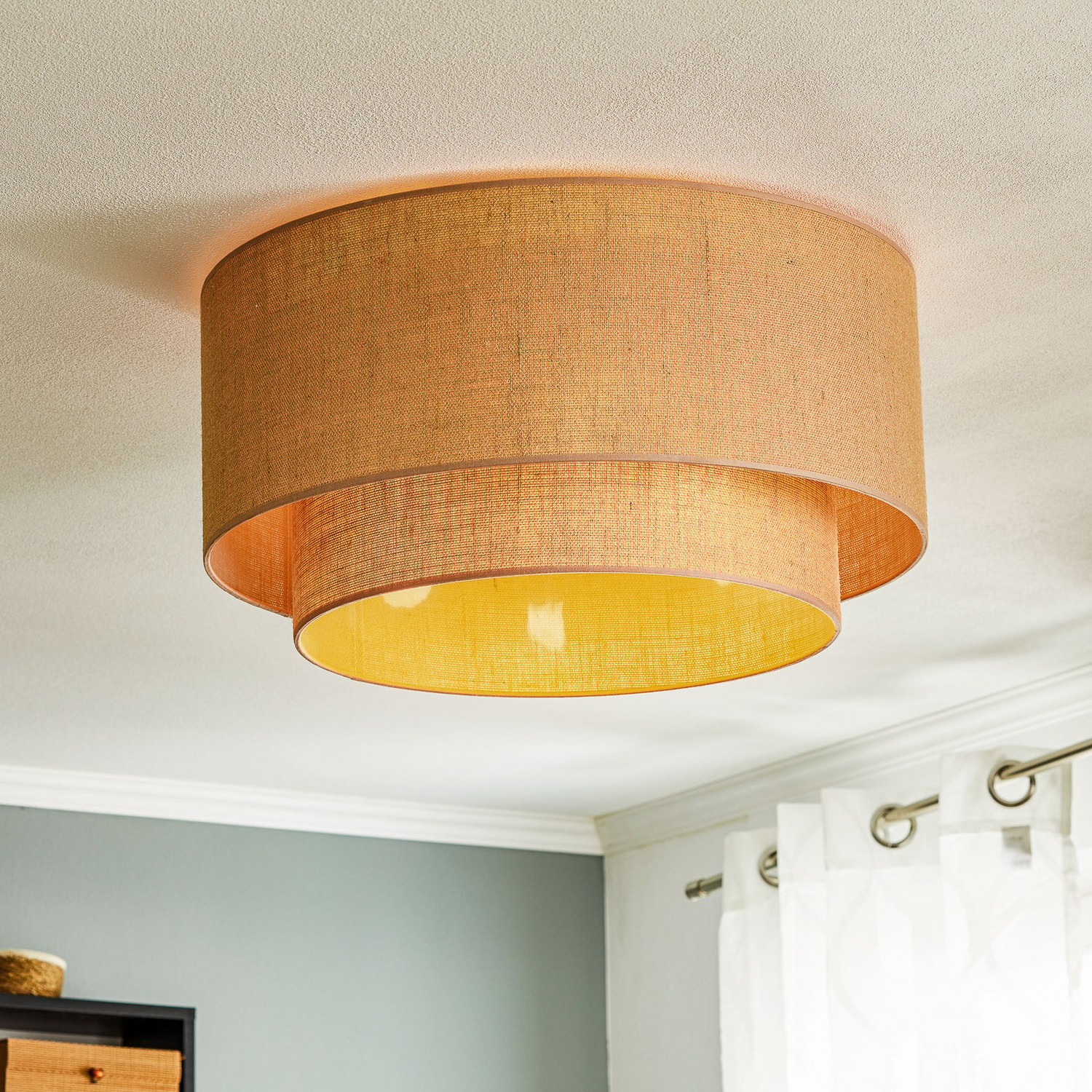 B-Ware Euluna Boho Jute Deckenleuchte Deckenlampe Deckenlicht Leuchte Naturbraun ø60cm